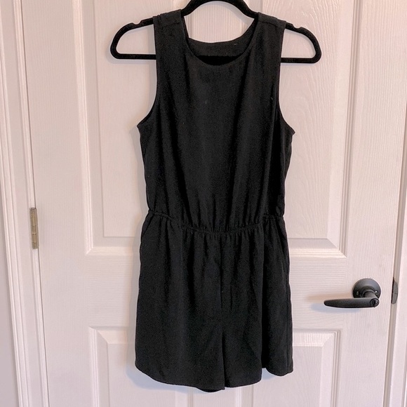 Black shorts romper, size small, elastic waist, side pockets, EUC, gently worn. - Picture 1 of 10